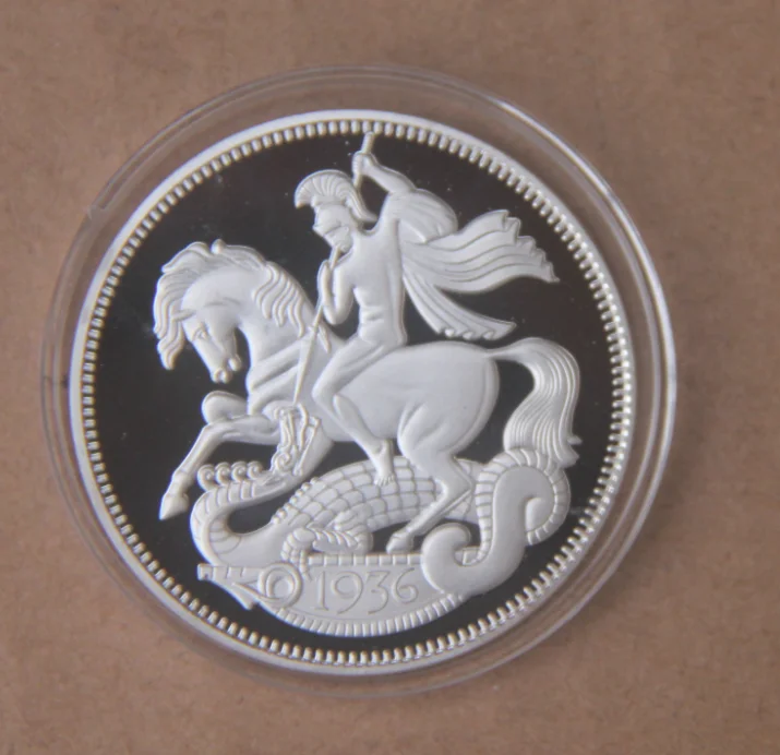 40 мм сувенирная монета с серебряным покрытием King Edward VIII Saint George UK|uk|uk coinsuk souvenirs |