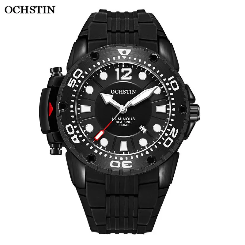Black Новинка, мужские часы ochstyn, Топ бренд, роскошные модные спортивные часы, Кварцевые водонепроницаемые военные наручные часы с силиконовым ремешком, Relogio - Цвет: Black