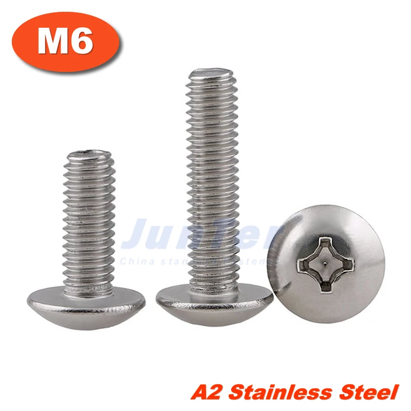 

20pcs/lot M6(6mm) A2 Stainless Steel Phillips Truss Head (Cross Recessed Mushroom Head) Machine Metric Thread Screws