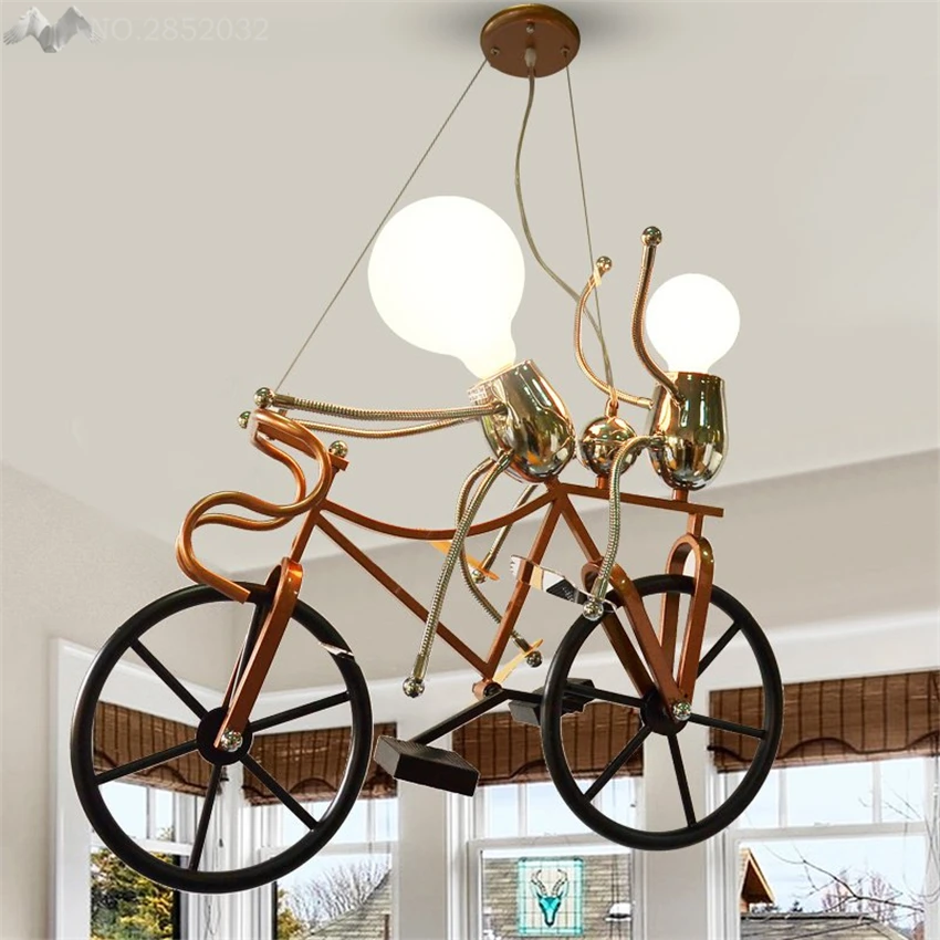 Modern creative cute cartoon knight bike pendant lamp iron light for living room kids bedroom home lighting fixtures | Лампы и