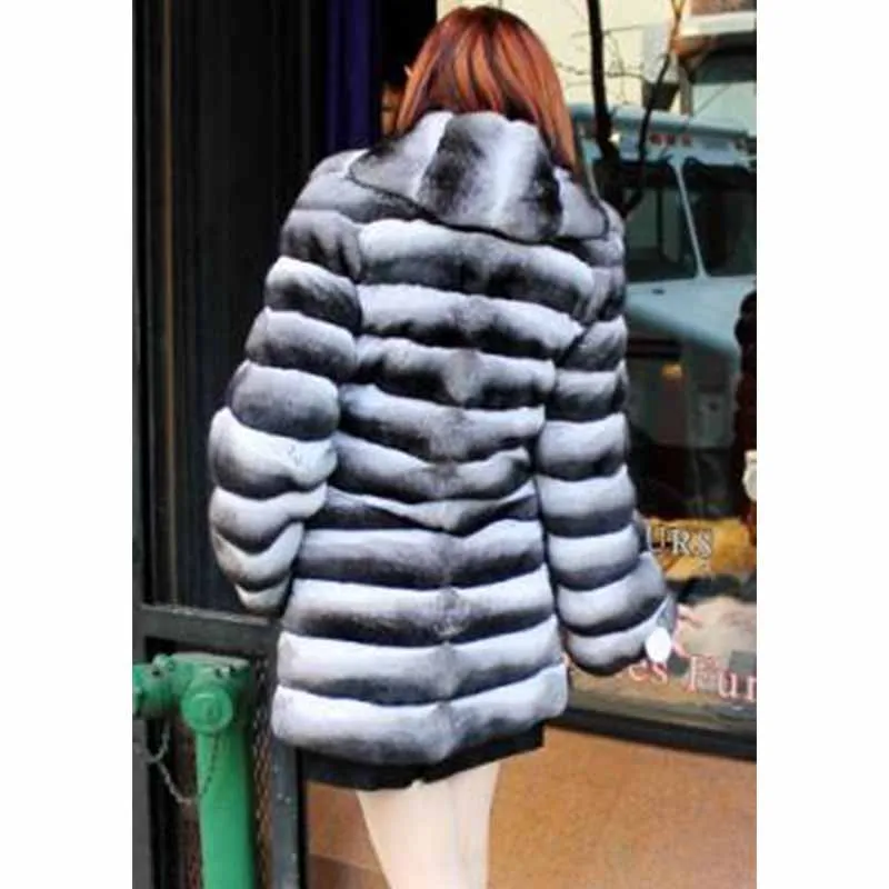 Женское пальто с натуральным мехом зимняя куртка кролика Рекс модное роскошное