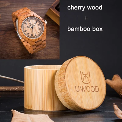 cherry with box Новинка! Топ Роскошные мужские часы 47,5 мм большой размер мужские деревянные часы дешевые модные деревянные часы - Цвет: cherry with box
