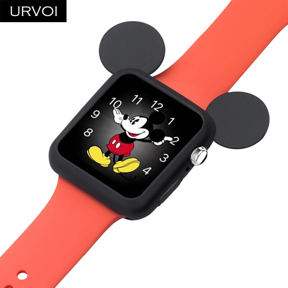 URVOI мультфильм чехол для apple протектор для часов серии 5 4 3 2 ремешок Силиконовый протектор для iWatch Крышка для Микки дизайн 40 44 мм