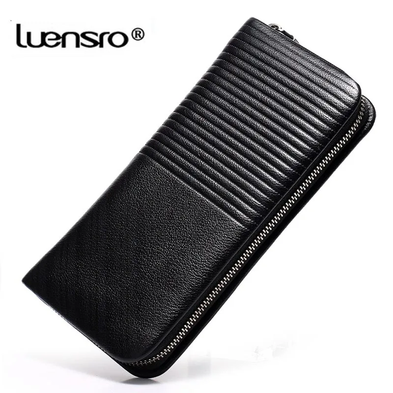 Брендовые мужские кошельки LUENSRO из 100% натуральной кожи Длинный кошелек деловой
