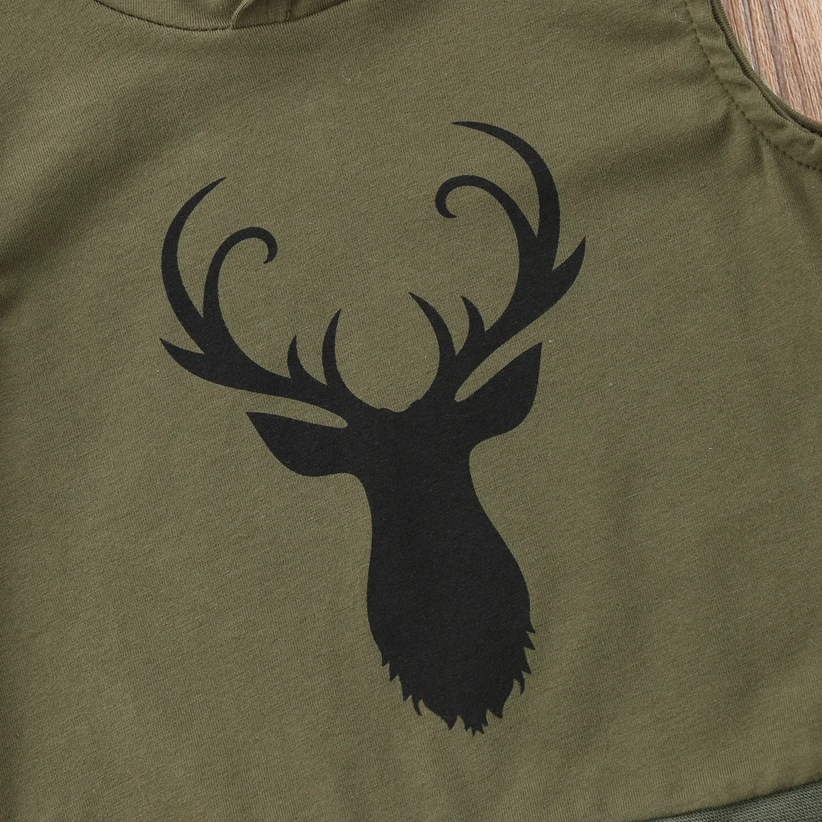 2018 летние толстовки для маленьких мальчиков топы с капюшоном оленем летняя Милая