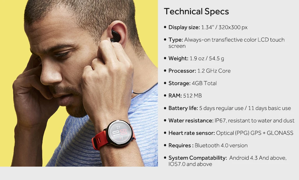 Huami Amazfit Pace смарт-браслет Amazfit смарт-браслет Bluetooth gps информация толчок сердечного ритма умный монитор