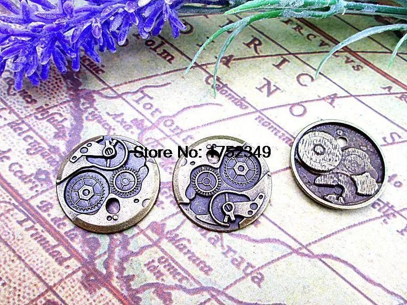 10 шт. подвески для часов с бронзовым циферблатом под старину 25 мм|charm pendant|gear charmface