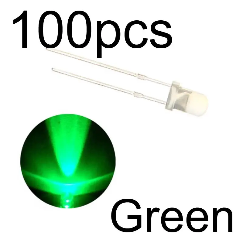 light green 100pcs MCIGICM 100 шт. 5 мм светодиодный диодный светильник Набор DIY светодиодный s Набор белый желтый красный зеленый синий электронный diy Набор Горячая Распродажа - Цвет: light green 100pcs
