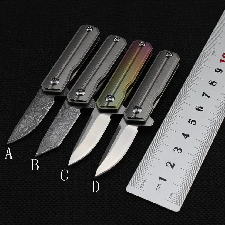 Дамаск Сталь Commander Ножи TC-4Titanium Ручка Открытый Отдых охотничьи ножи выживания