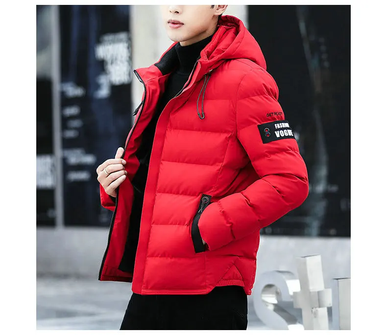 Прямая, новая модная мужская зимняя куртка, пальто с капюшоном, теплое мужское зимнее пальто, повседневное облегающее студенческое Мужское пальто, уличная одежда