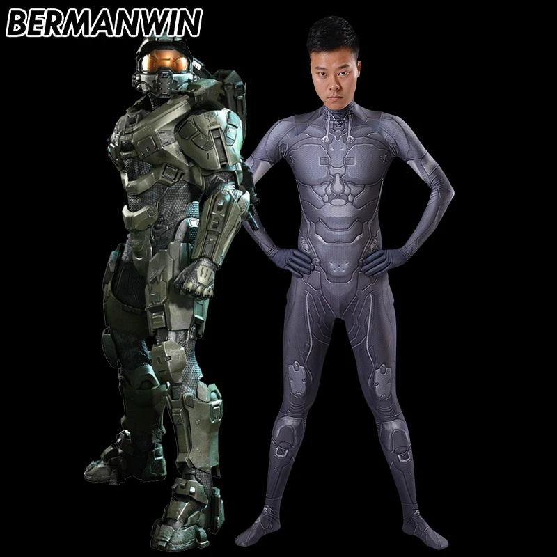 BERMANWIN высокое качество Игра Halo Нижнее белье 3D принт спандекс костюм супергероя Halo главный костюм Хэллоуин костюм для взрослых
