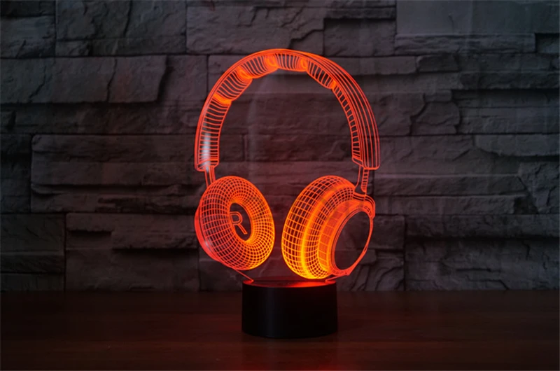 3D DJ наушники дизайн ночной лампы гарнитура для монитора музыки Ночной светильник