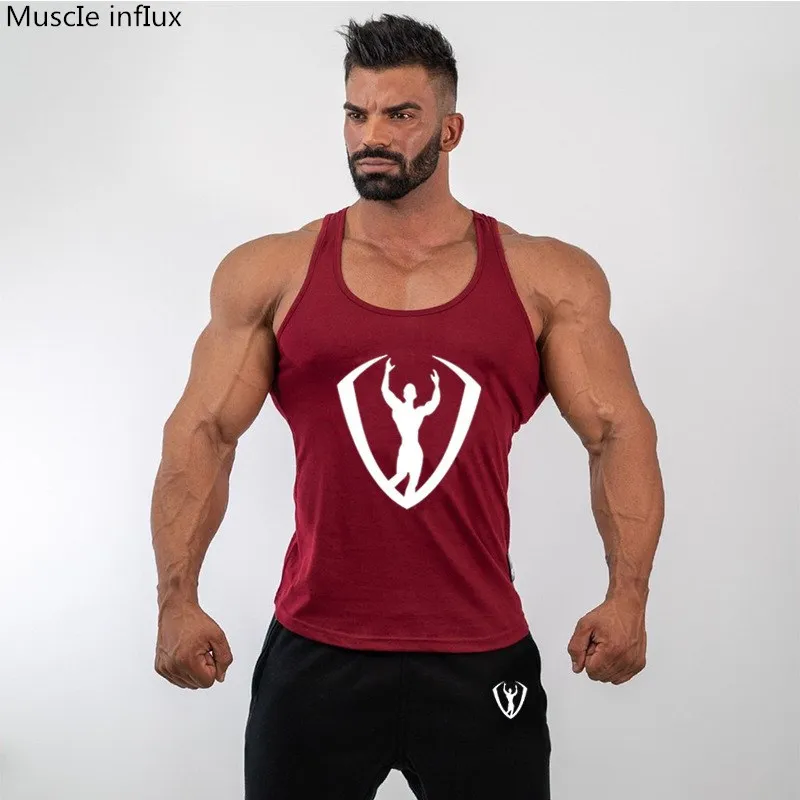 

2019 Summer Men Sport Vests Cotton Mens Running Tank Top printing Sleeveless Men shirt Gym Bodybuilding Sport men Vest