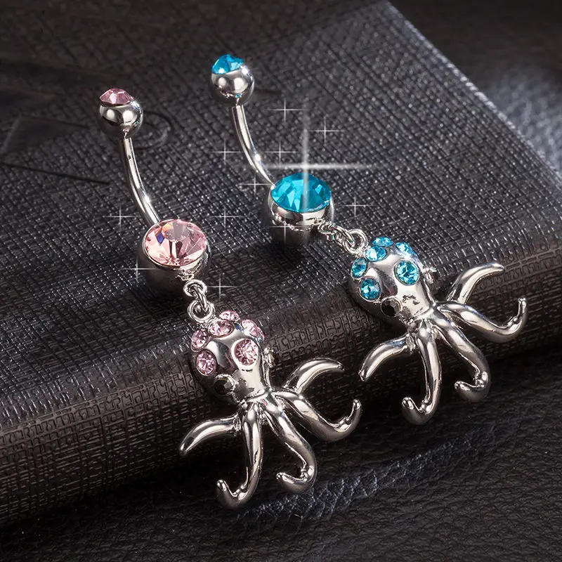 2019 пикантные мотаться пупок колец стразы тела JewelryDouble лепестки циркон кристалл