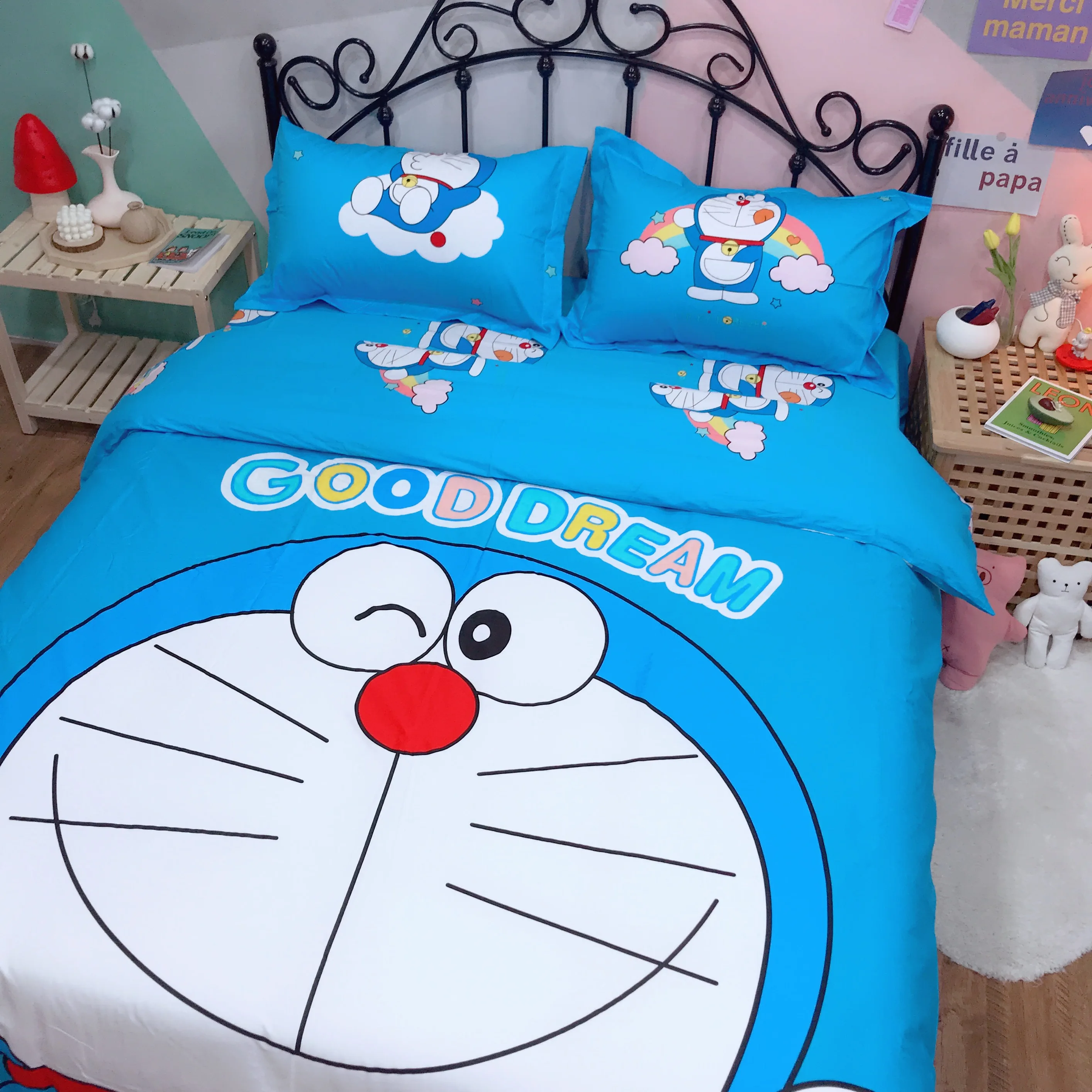 Комплект постельного белья с героями мультфильмов Doraemon детская спальня чистое