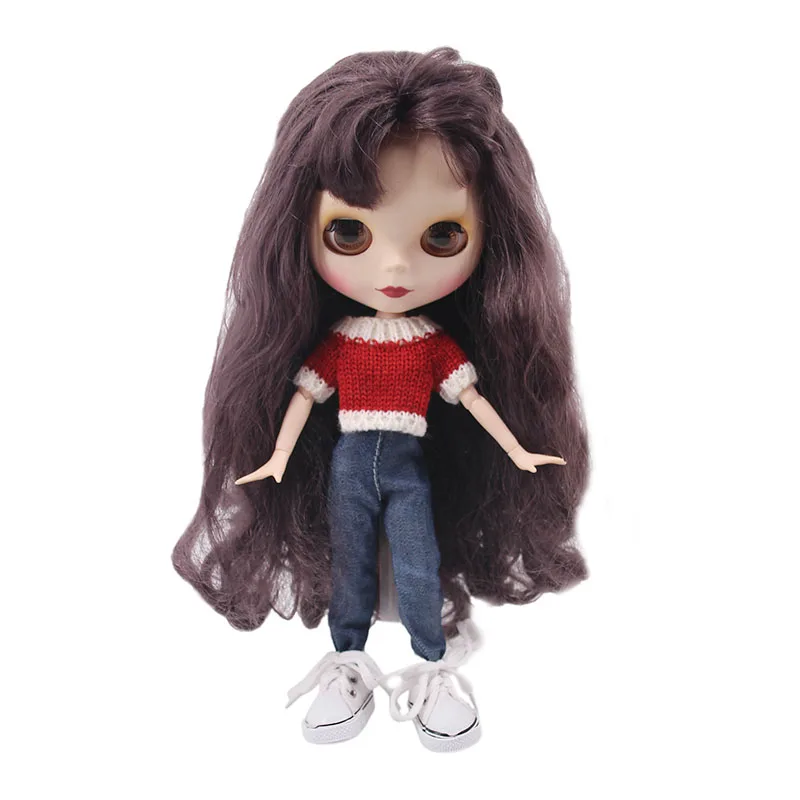 b125 Blyth кукольная одежда свитер+ джинсы 5 см 1/6 кукла парусиновая обувь для BJD кукла наше поколение Рождество девушка подарок на день рождения игрушка - Цвет: b125