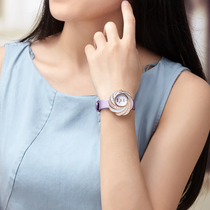 DOM Для женщин кварцевые часы кожаный ремешок Топ бренд класса люкс кристалл