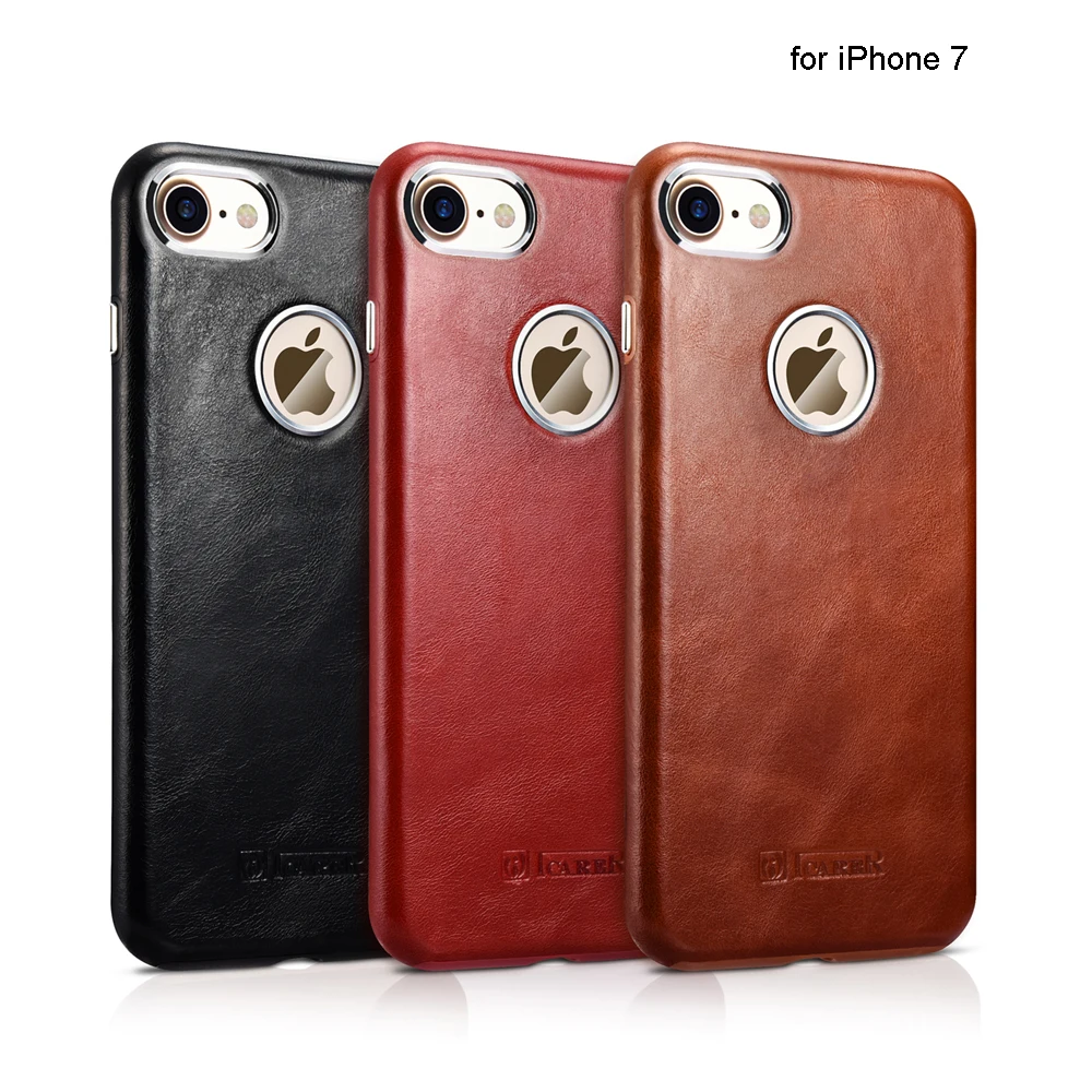 Чехол icarer для iPhone 7 черный чехол из натуральной кожи Plus 6 6s тонкий защитный