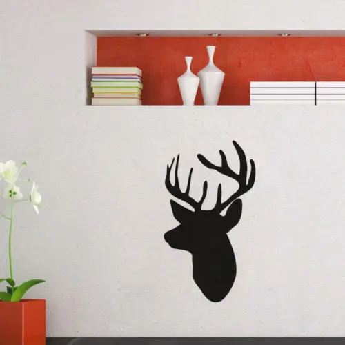 Животное арт настенная голова оленя силуэт дизайн виниловые наклейки на стены