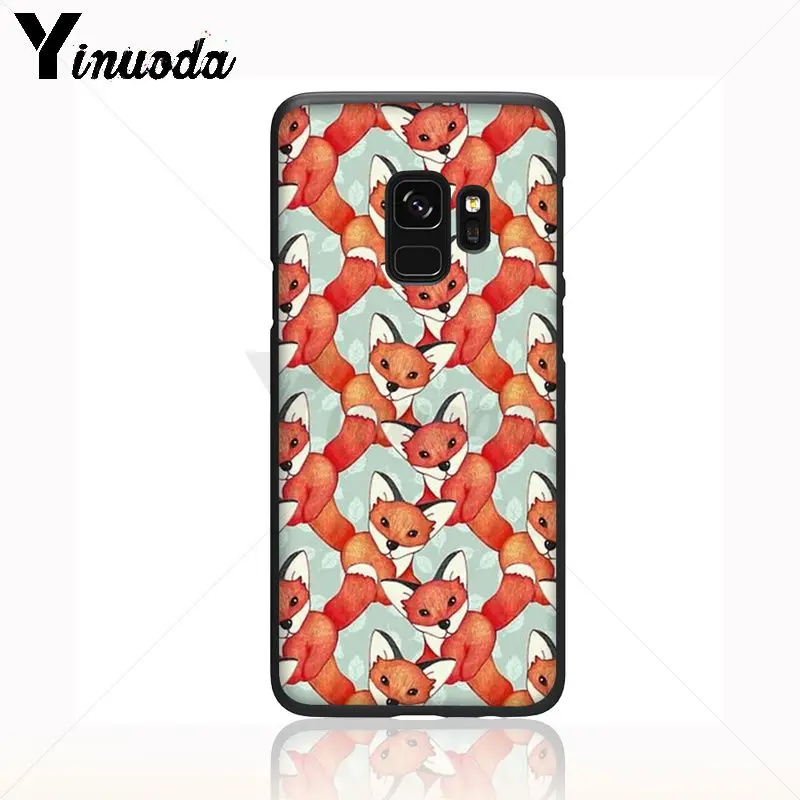 Yinuoda catoon милые лисы черный мягкий силиконовый чехол телефона для samsung Galaxy s9 s8plus