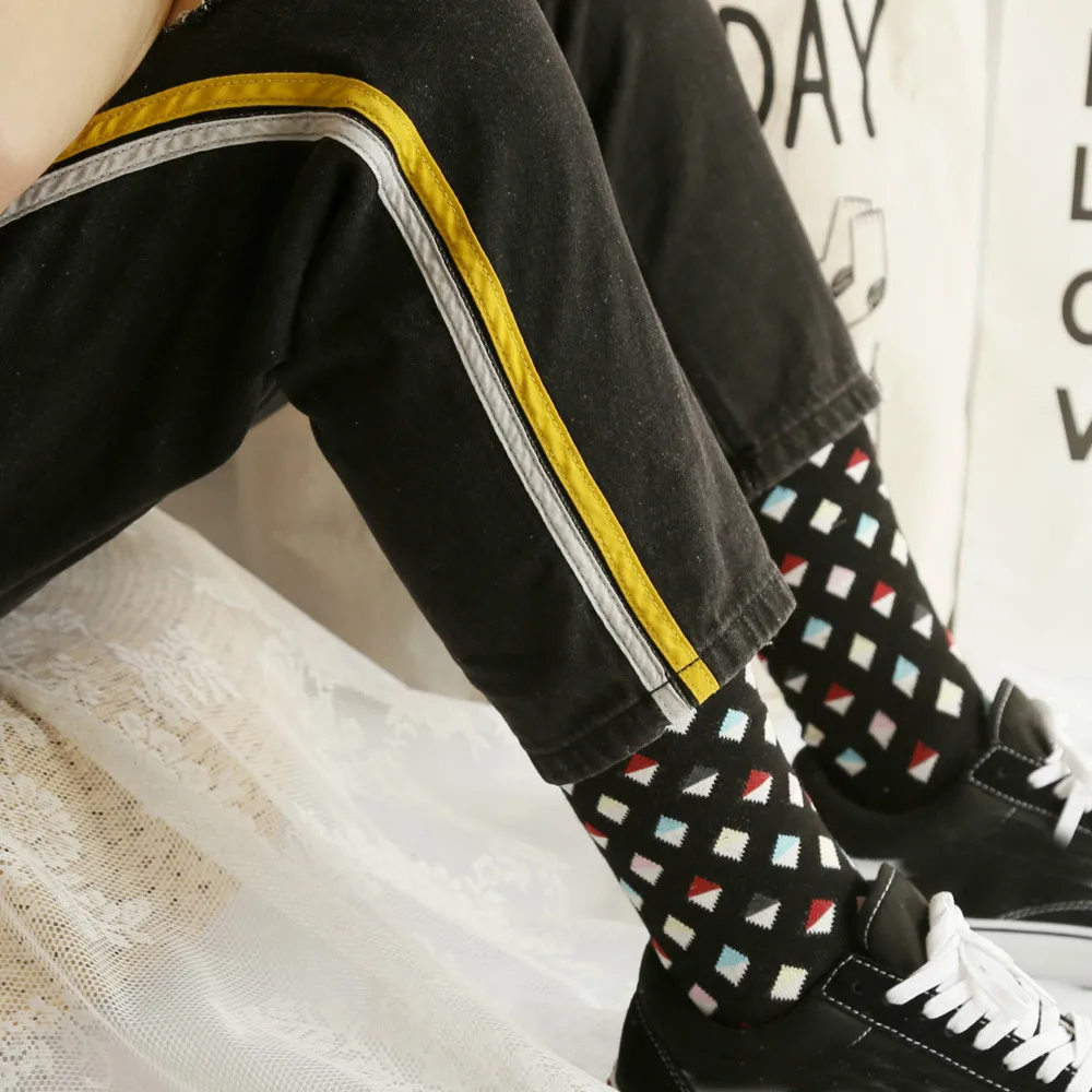 Мужские повседневные Мягкие носки с геометрическим принтом милые унисекс