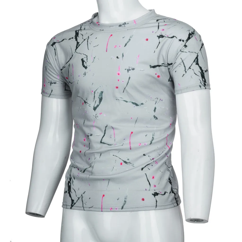 Мужская Летняя Повседневная Эластичная футболка с коротким рукавом и