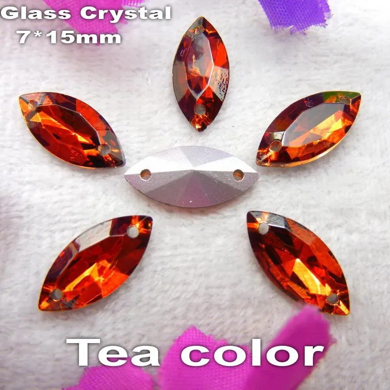 A11 Tea color Стекло с украшением в виде кристаллов два отверстия 7*15 мм 9*18 мм 20 шт./пакет хорошее цветный микс Наветт лошадиный глаз Форма пришить Стразы Бисер для одежды «сделай сам» - Цвет: A11 Tea color