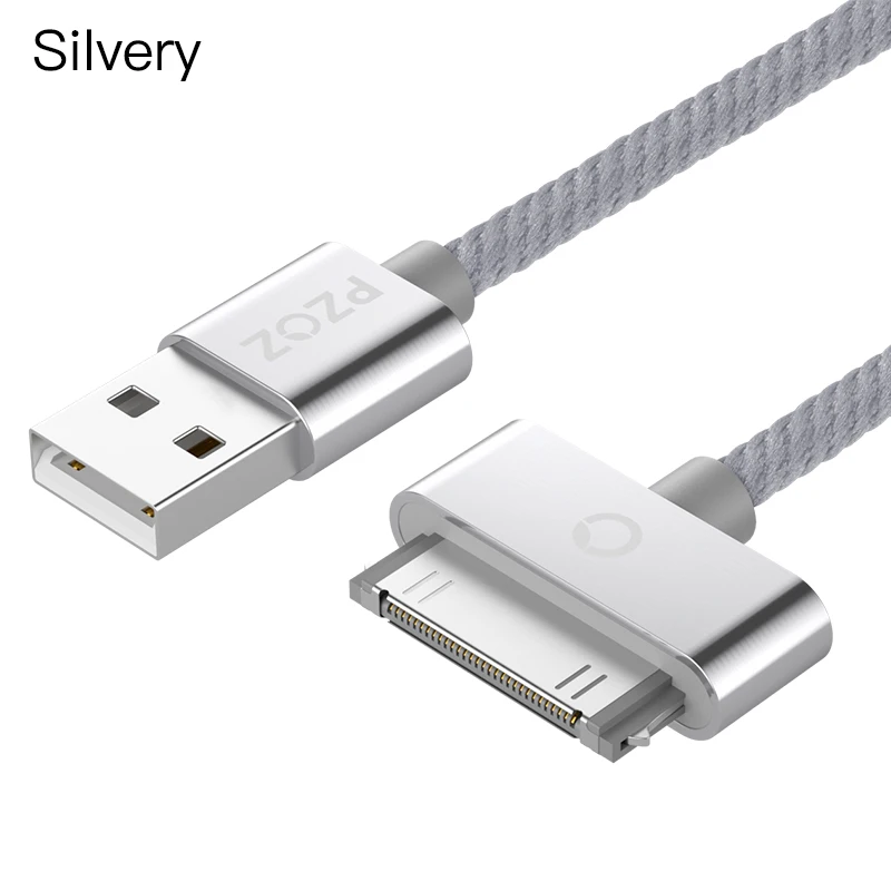 PZOZ USB кабель быстрое зарядное устройство 30 Pin кабель-адаптер для зарядки данных для iphone 4 s 4s 3GS iPad 2 3 iPod Nano 1 itouch адаптер - Цвет: Silver
