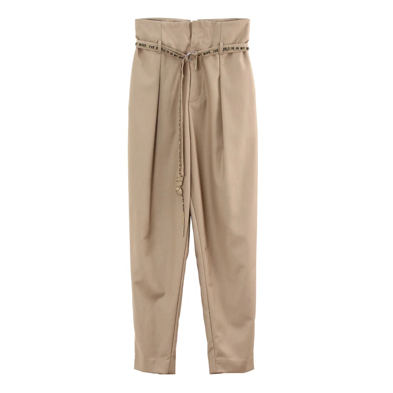 

Toyouth Summer Women OL High Waist Harem Pants Slim Elegant Ankle Length Trousers Female Casual Solid Pants with Belt 26-31