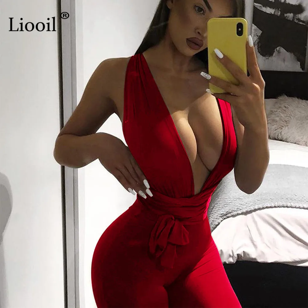 Liooil пикантные черные, белые, синие кружевные Комбинезоны на бретелях женский комбинезон с длинными штанами V образным вырезом без рукавов вечерние женские комбинезоны спецодежда