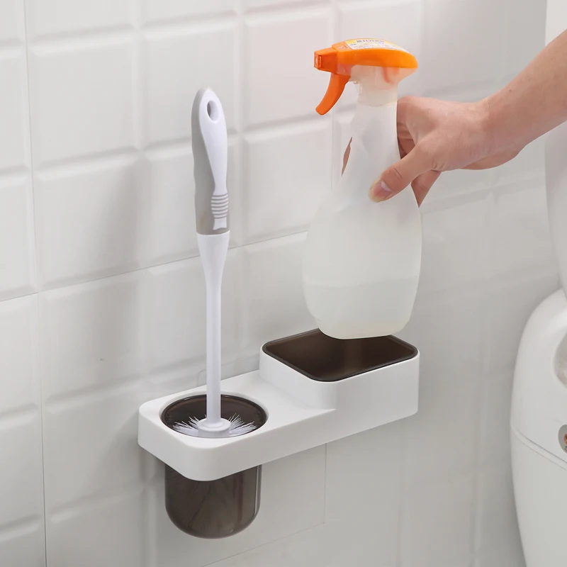 Настенная полка для туалетной щетки и хранения 2 в 1 настенная стикеров ванной