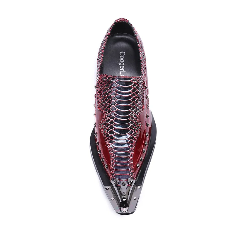 

NX001 New Pattern Black/Red Leather Oxford Shoes Men's Dress Shoes Crocodile Pattern Business Wedding Italian Shoes