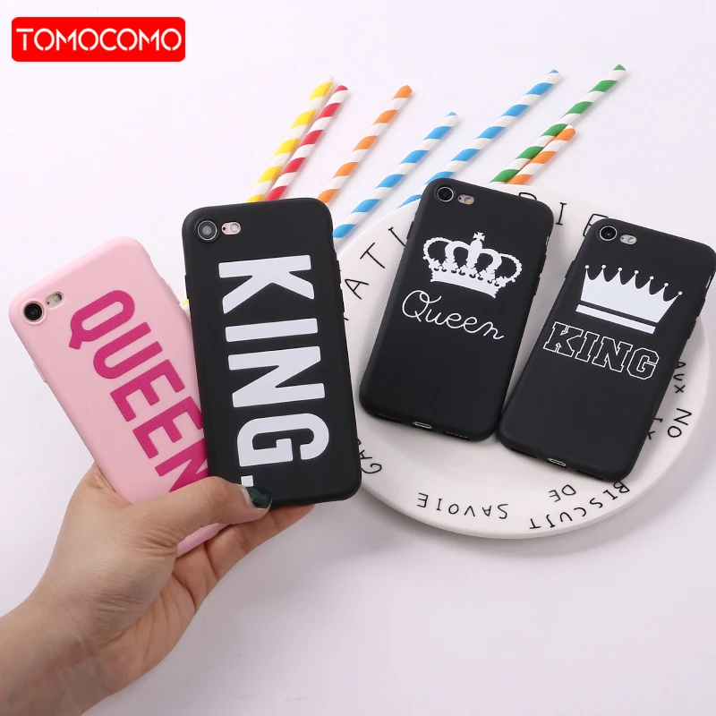 Для iPhone 11 Pro 8 8Plus X 7 7Plus 6S 12 SE пара корона король королева ярко розовый Мягкий ТПУ