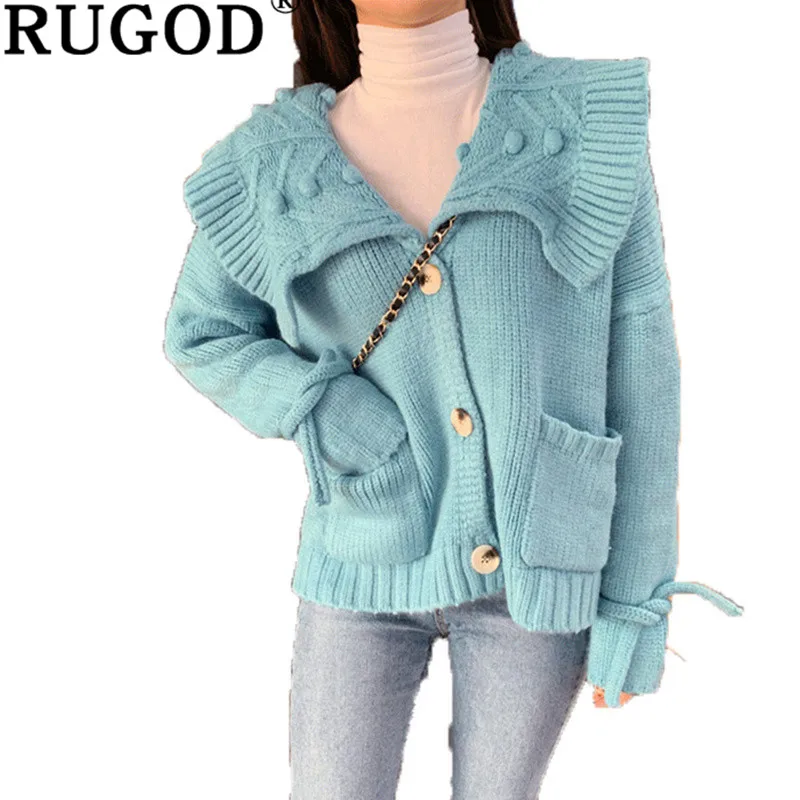 Женский вязаный свитер RUGOD повседневный однотонный однобортный Кардиган в