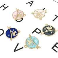 10pcslot fashion pearlescent oil drop moon and cat planet diy alloy jewelry accessories 2621mm bracelet earring enamel pendant