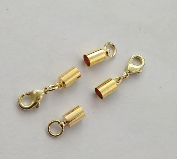 100 наборов искусственной кожи золотого цвета с застежкой для 3 мм #22545 | Украшения и