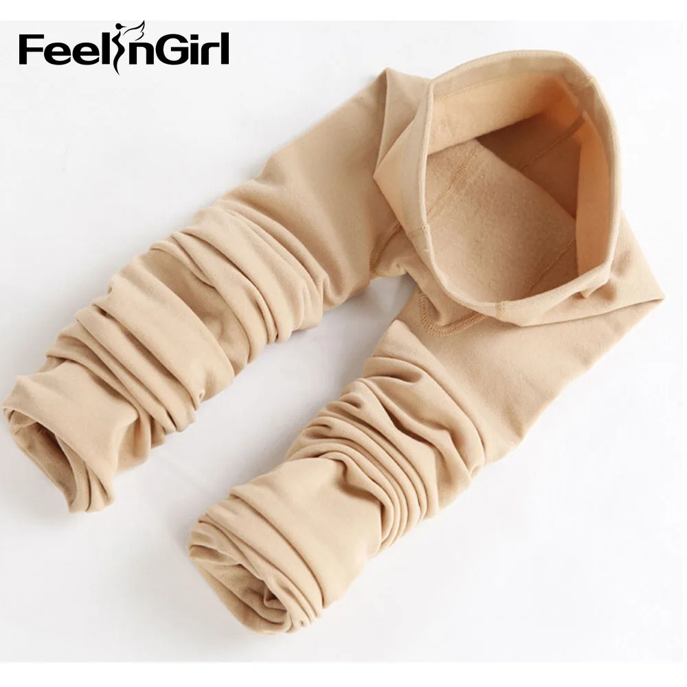 Winter Leggings Feelingirl модные повседневные Теплые Зимние Женские легинсы из искусственного бархата, трикотажные толстые тонкие женские леггинсы, Женские однотонные штаны - Цвет: Winter Leggings