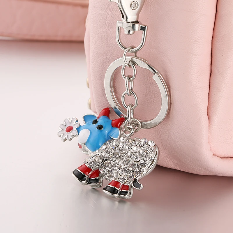 Новые товары брелок для ключей с кристаллами в виде коровы милый форме Женский