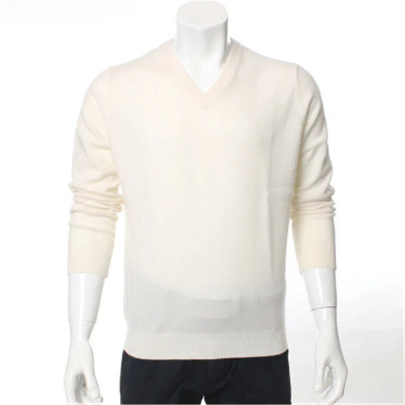 

new arrival 100%goat cashmere v-neck knit men fashion solid pullover sweater H-straight red 6color S-2XL