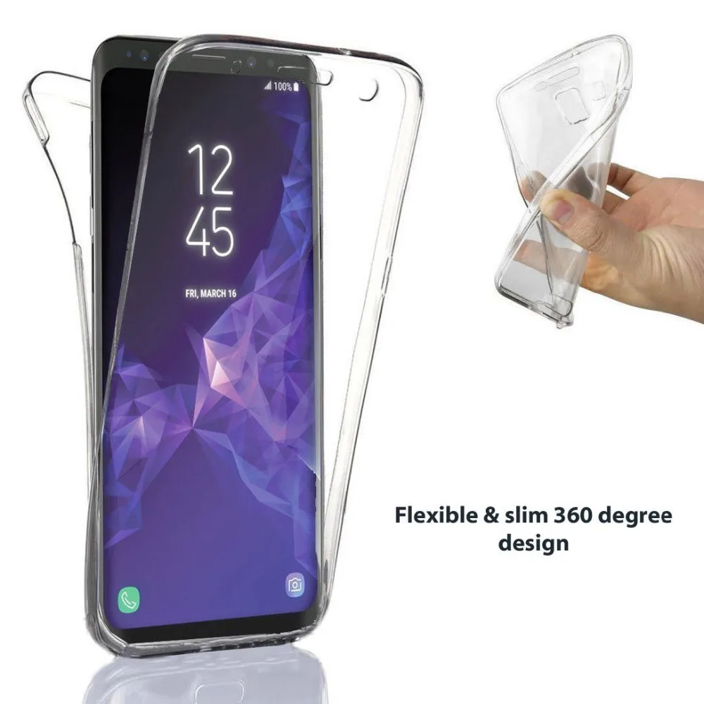 360 градусов Ударопрочный силиконовый чехол для Samsung Galaxy S8 S9 S7 Capa Передняя и задняя