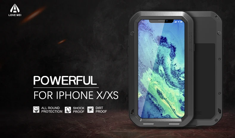 Чехол Gorilla Glass Love Mei для iphone 8 7 6 6s Plus металлический бронированный