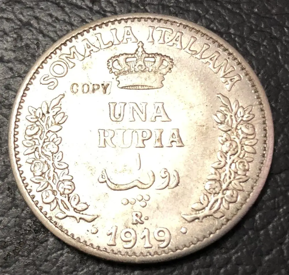 1919 Italian Somaliland 1 Rupia Vittorio Emanuele III Silver Copy Coin| |