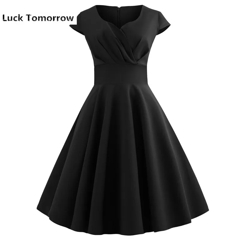 Женское винтажное платье с коротким рукавом вечернее v образным вырезом