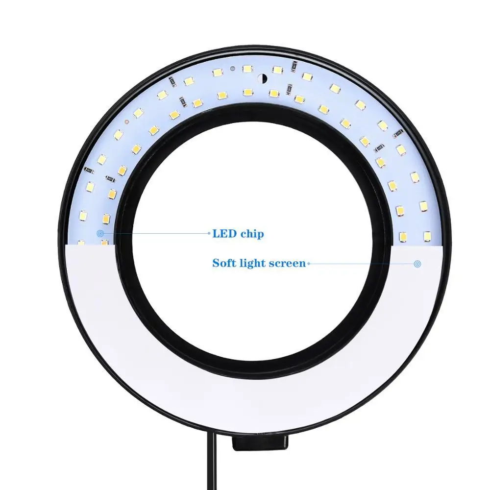 

Mamen FT-06 6 Inch Photography Dimmable Led Selfie Light 200K-5500K Dimmable LED Ring Light With US/UK/EU Plug Tripod