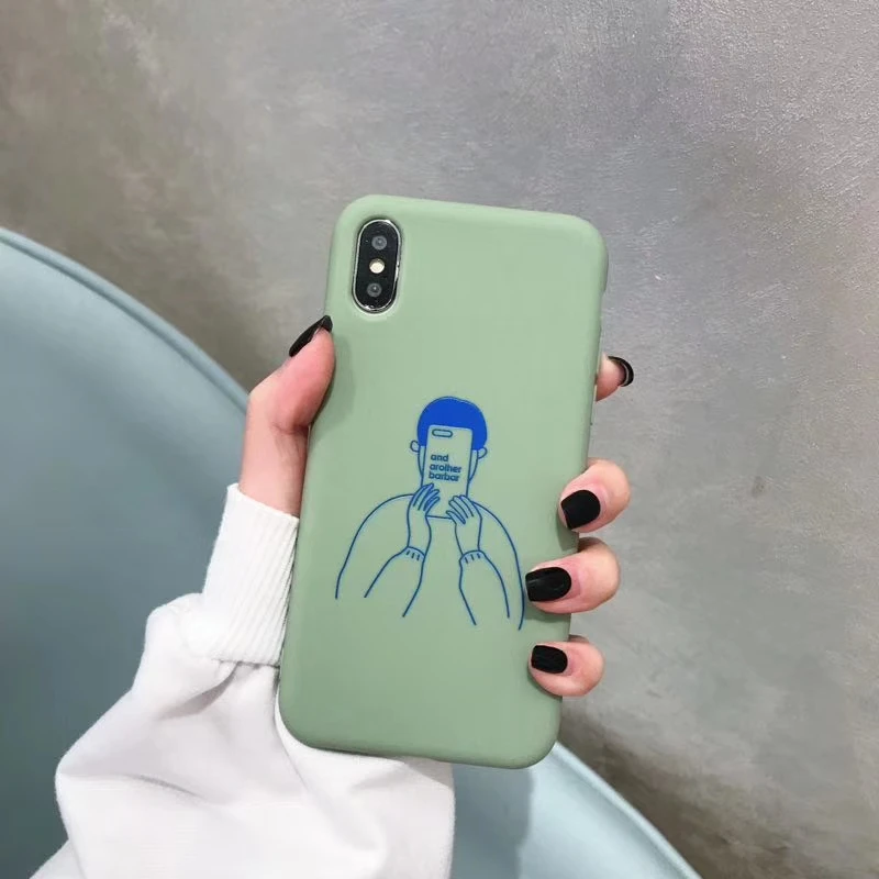 iPhone X 7 6 6S Plus Couple Cute Little Head Phone Case 8 8Plus XR XS MAX Upgrade Soft TPU Drop | Мобильные телефоны и