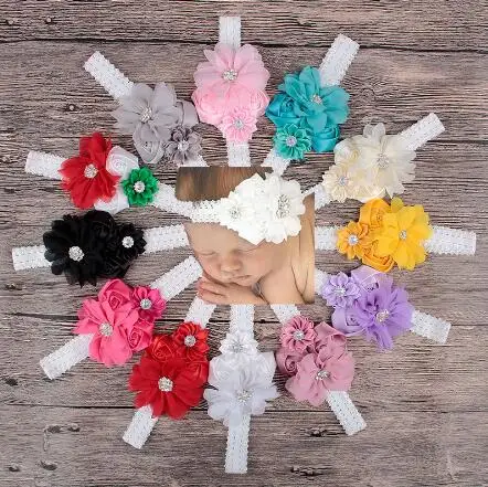 

1pcs Newly Design Little Girls Rose Flower Rhinestone Elastic Lace Headbands Hair Accessories Drop Shipping Sunward