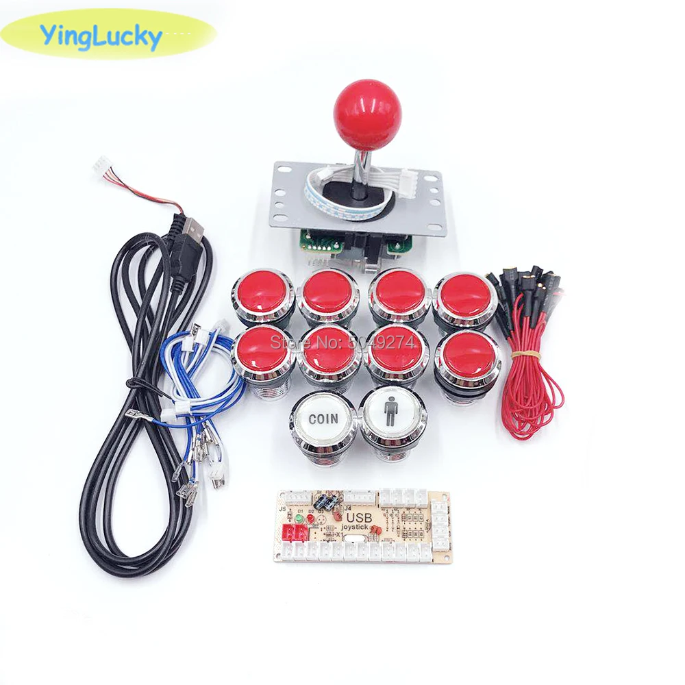 Аркадный джойстик DIY Kit Нулевая задержка аркадный Набор DIY 2 игрока клавиатура USB кодер к ПК SANWA Джойстик+ светодиодный кнопочные кнопки