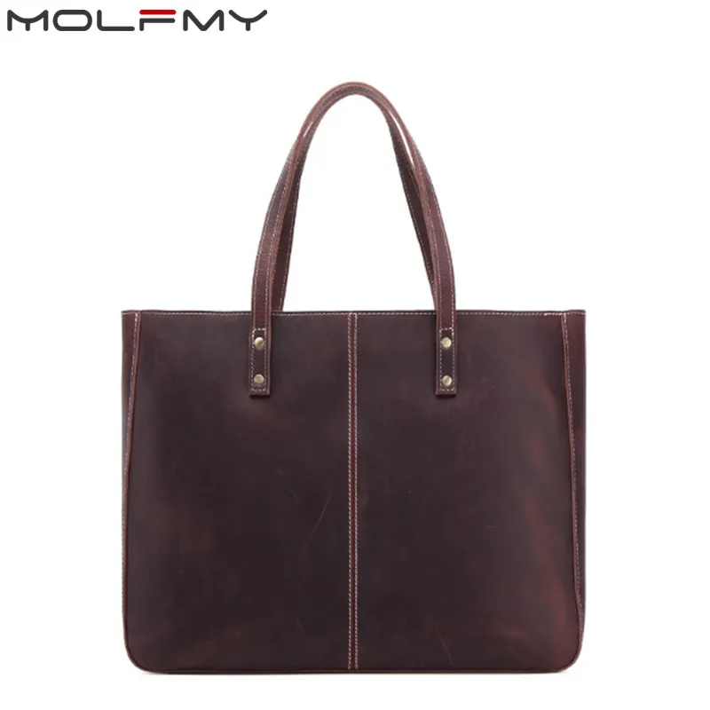 Ручная сумка в ретро стиле вместительная горизонтальная кожаная сумка|Сумки с