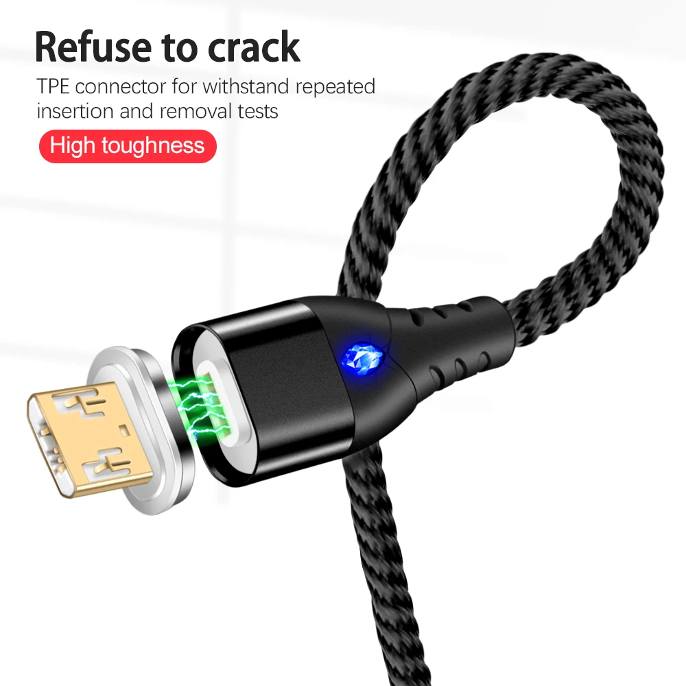 Магнитный USB кабель Marjay 3A для быстрой зарядки Micro Samsung S7 Xiaomi Redmi Note 5 Huawei HTC Шнур