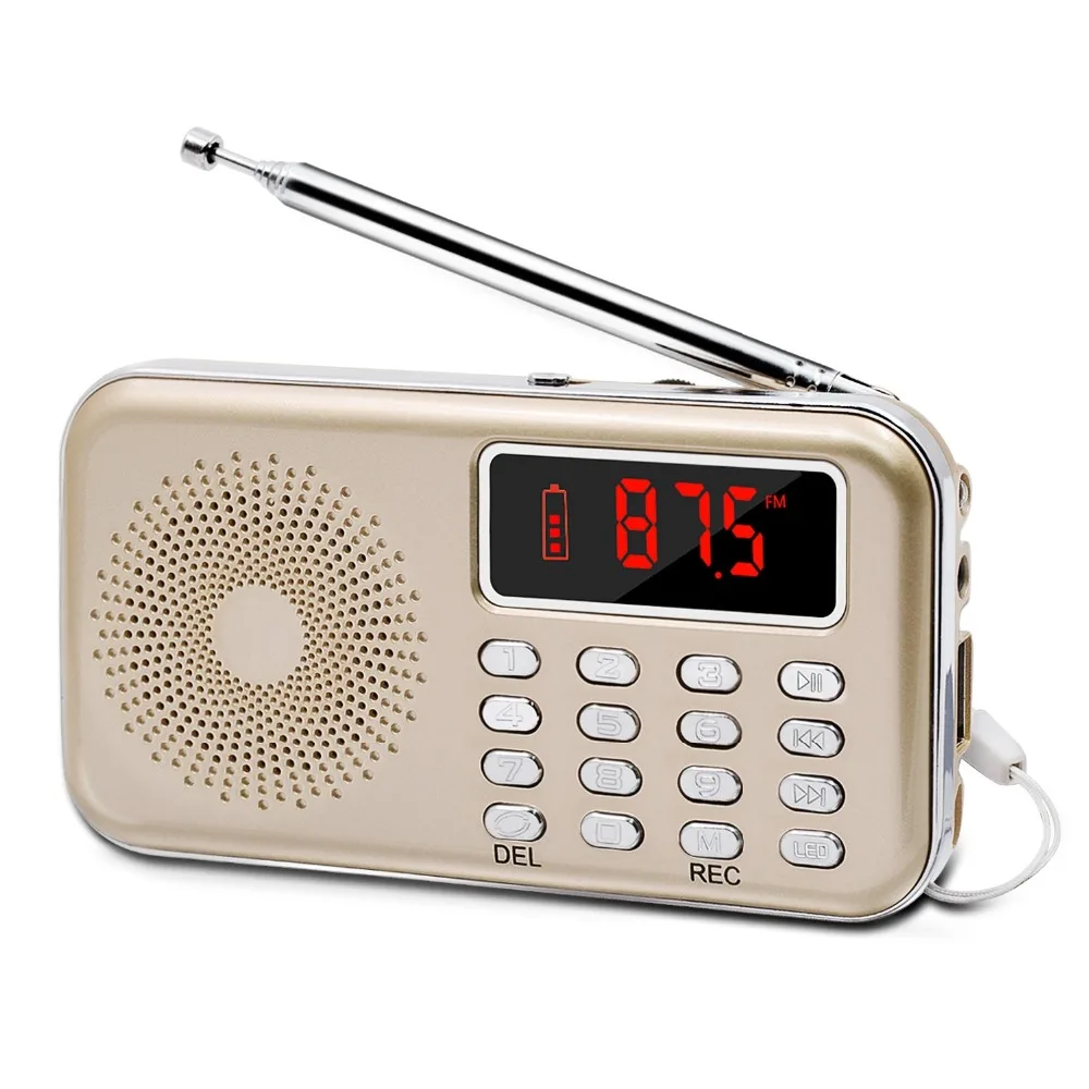 LEFON портативный цифровой мини радио FM приемник Поддержка MP3 плеер REC рекордер TF карта/USB диск светодиодный экран дисплей фонарик